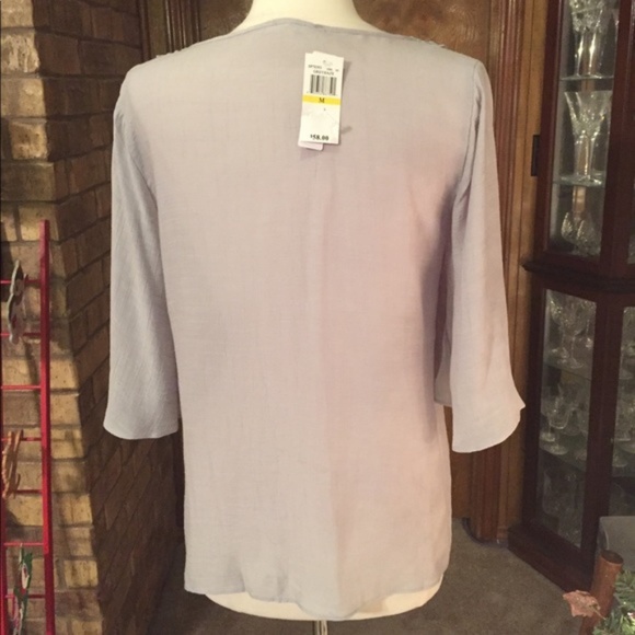 Beautiful Gray Top with Crochet Neckline - Picture 4 of 8